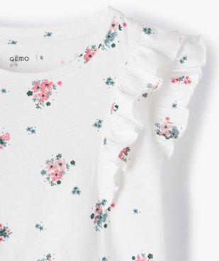Tee-shirt fille à motifs fleuris et volants sur les épaules vue2 - GEMO 4G FILLE - GEMO