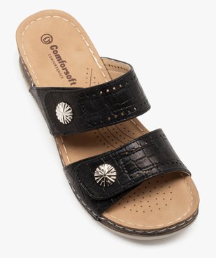 Mules femme confort à talon compensé et brides fantaisie vue5 - SANS MARQUE - GEMO