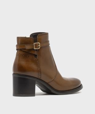 Boots en cuir à talon haut et large femme - Tanéo vue1 - TANEO - GEMO