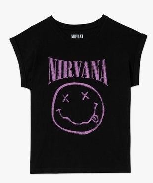 Tee-shirt à manches ultra courtes imprimé femme - Nirvana vue4 - DUA LIPA - GEMO