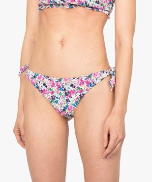 Bas de maillot de bain femme forme tanga en maille gaufrée vue1 - GEMO (PLAGE) - GEMO