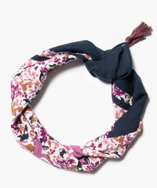 Foulard file à message avec motifs fleuris et pompons vue1 - GEMO 4G FILLE - GEMO