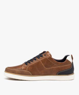 Basket bicolore avec fermeture lacets et zip homme vue3 - GEMO (CASUAL) - GEMO