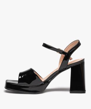Sandales femme unies et vernies à talon carré évasé vue3 - SANS MARQUE - GEMO