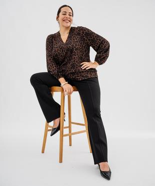 Tee-shirt imprimé à manches longues à col V femme grande taille vue1 - GEMO 4G GT - GEMO