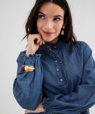 Blouse en denim avec fronces femme vue2 - GEMO 4G FEMME - GEMO