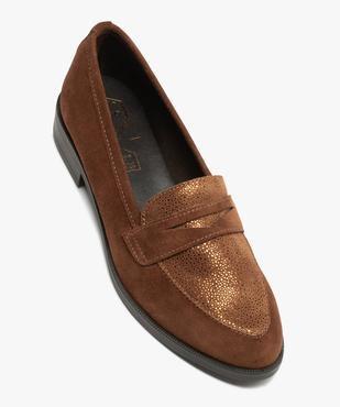 Mocassins dessus cuir avec empiècement scintillant femme - Tanéo vue5 - TANEO - GEMO