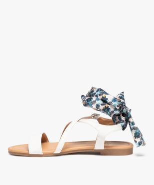 Sandales femme à talon plat et bride foulard vue3 - GEMO (CASUAL) - GEMO