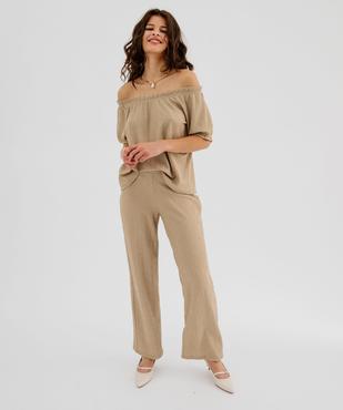 Tee-shirt manches courtes bouffantes à grand décolleté volanté femme vue4 - GEMO(FEMME PAP) - GEMO