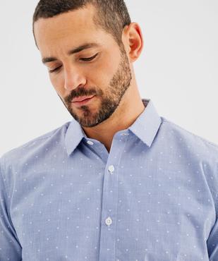 Chemise manches longues à rayures et pois brodé coupe regular homme vue4 - GEMO 4G HOMME - GEMO