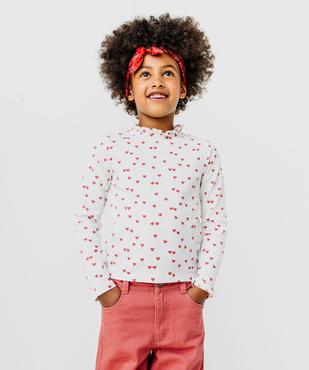 Tee-shirt manches longues à motifs coeurs fille vue2 - GEMO 4G FILLE - GEMO