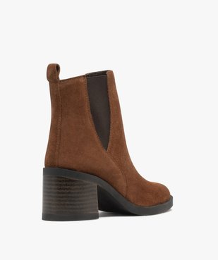 Bottines Chelsea en cuir à talon haut et large femme - Tanoo vue4 - TANEO - GEMO