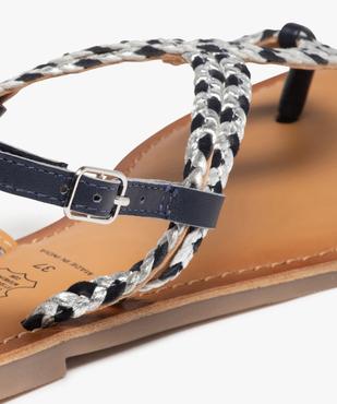 Sandales femme à talon plat et brides tressées en cuir vue6 - GEMO (CASUAL) - GEMO