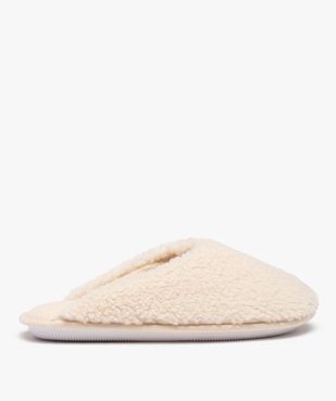 Chaussons femme mules plates unies en textile sherpa vue1 - GEMO 4G FEMME - GEMO