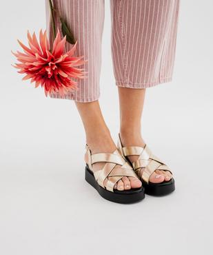 Sandales à talon compensé et brides entrelacées femme - 5 Miles vue7 - 5 MILES - GEMO