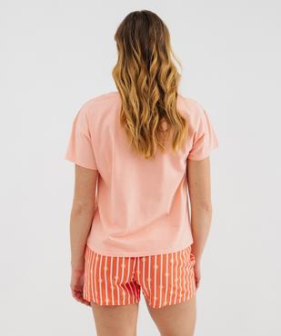 Pyjashort en coton et viscose imprimé femme vue3 - GEMO 4G FEMME - GEMO