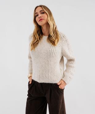 Pull en grosse maille avec torsades sur les manches femme vue2 - GEMO(FEMME PAP) - GEMO