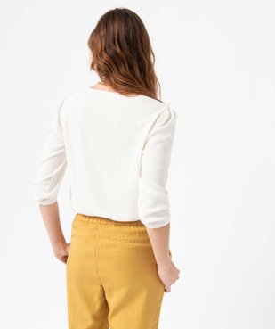 Tee-shirt femme à manches longues en maille texturée vue3 - GEMO(FEMME PAP) - GEMO