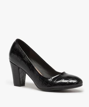 Escarpins femme à talon moyen et bout rond aspect verni vue2 - GEMO(URBAIN) - GEMO
