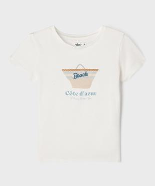 Tee-shirt manches courtes à motif estival en relief fille vue1 - GEMO 4G FILLE - GEMO
