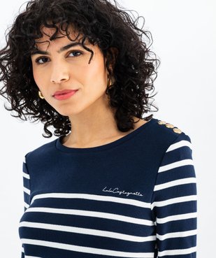 Robe en maille à rayures femme - LuluCastagnette vue3 - LULUCASTAGNETTE - GEMO