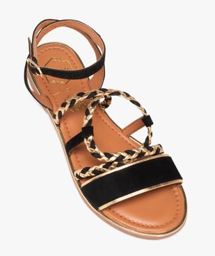 Sandales femme en cuir à brides tressées détails métallisés - Taneo vue5 - TANEO - GEMO