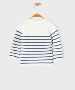 Pull brassière rayé avec message brodé bébé vue3 - GEMO(BB COUCHE) - GEMO