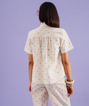 Blouse femme en coton rayé et fleuri à col victorien boutonné femme vue3 - GEMO(FEMME PAP) - GEMO