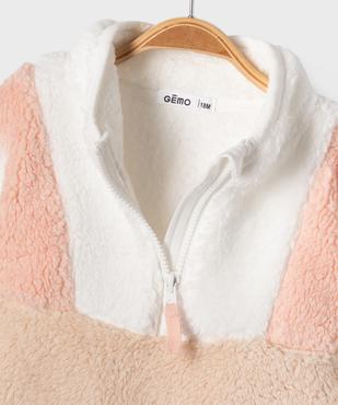 Sweat en sherpa avec col zippé bébé fille vue3 - GEMO(BEBE DEBT) - GEMO