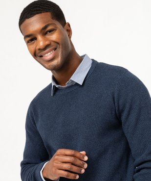 Pull col rond en coton uni homme vue2 - GEMO (HOMME) - GEMO