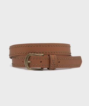 Ceinture lisse à clous et boucle en métal brossé femme vue1 - GEMO (ACCESS) - GEMO
