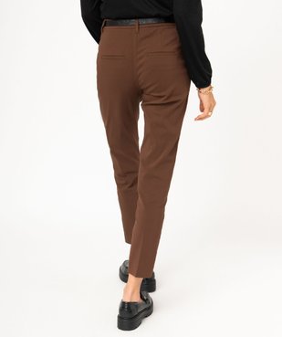 Pantalon en toile extensible coupe slim femme avec ceinture  vue3 - GEMO(FEMME PAP) - GEMO