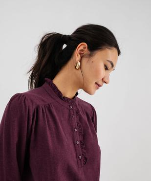 Blouse manches longues en flanelle de coton femme  vue2 - GEMO(FEMME PAP) - GEMO