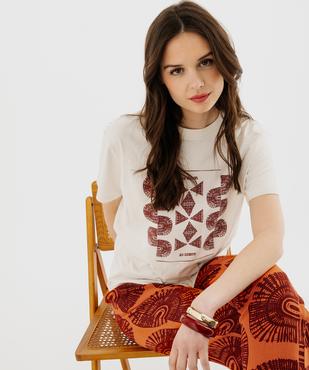 Tee-shirt manches courtes en coton imprimé femme vue1 - GEMO 4G FEMME - GEMO