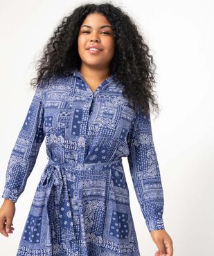 Robe femme grande taille coupe chemise motif cachemire vue5 - GEMO (G TAILLE) - GEMO