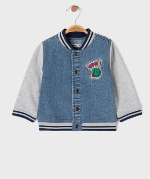 Veste en jean teddy à fermeture pressionnée bébé garçon vue1 - GEMO(BEBE DEBT) - GEMO