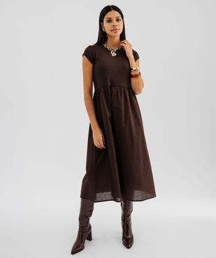 Robe bi-matières à manches courtes femme  vue3 - GEMO(FEMME PAP) - GEMO