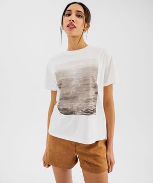 Tee-shirt manches courtes motif océan femme vue1 - GEMO 4G FEMME - GEMO