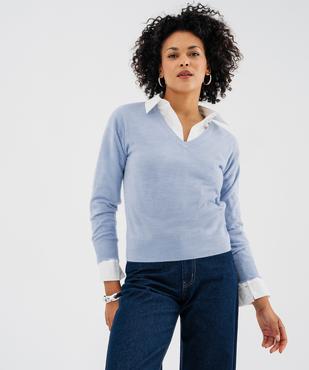 Pull col V en maille fine femme vue1 - GEMO(FEMME PAP) - GEMO