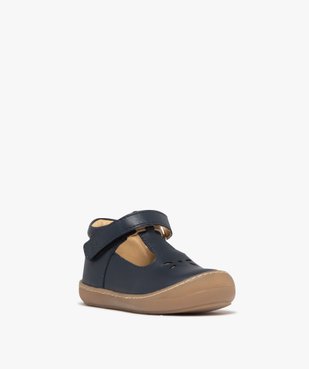 Chaussures premiers pas bébé garçon Salomé en cuir uni et à scratch - NA! vue3 - NA! - GEMO
