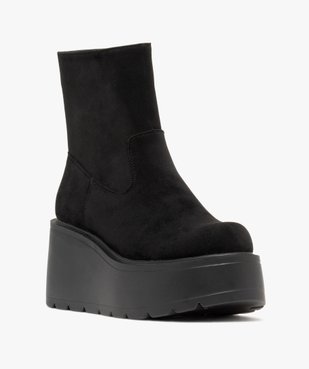 Boots femme à talon compensé en suédine et à zip  vue2 - 5 MILES - GEMO