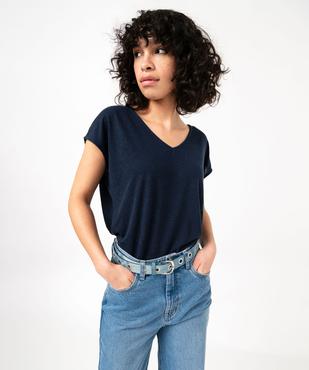 Tee-shirt manches courtes coupe loose en lin femme vue1 - GEMO 4G FEMME - GEMO