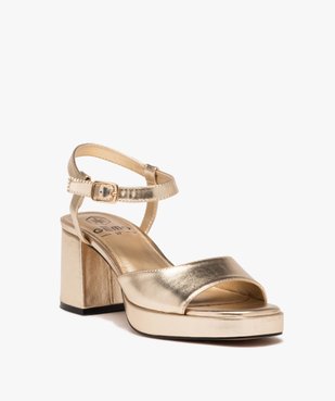 Sandales femme à talon flare métallisées avec bride cheville vue3 - GEMO(URBAIN) - GEMO