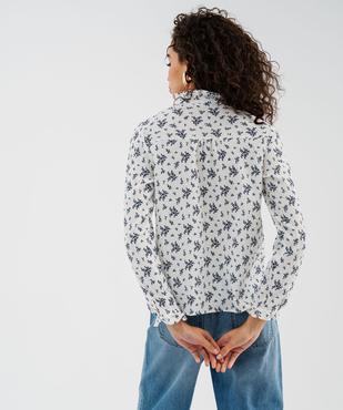 Chemise manches longues fleurie à col victorien femme vue3 - GEMO(FEMME PAP) - GEMO