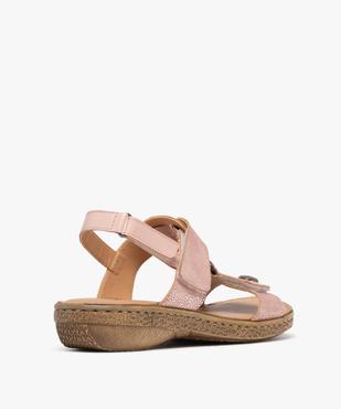 Sandales confort dessus cuir pailleté fermetures à scratch femme vue4 - G'FLEX - GEMO