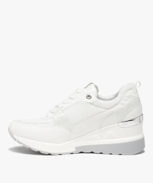 Baskets femme unies et compensées à lacets imitation croco vue3 - GEMO (SPORTSWR) - GEMO