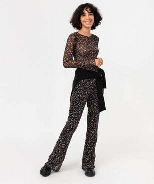 Pantalon flare en voile à motifs fleuris femme vue5 - GEMO(FEMME PAP) - GEMO