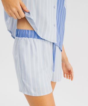 Pyjashort à rayures en viscose fluide femme - LuluCastagnette vue5 - LULUCASTAGNETTE - GEMO