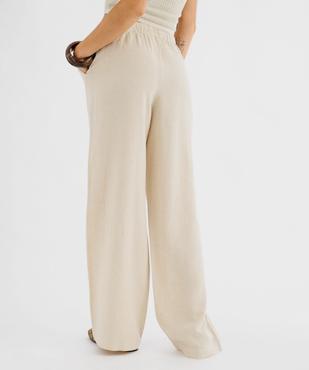 Pantalon large en viscose et lin avec taille élastiquée femme vue3 - GEMO 4G FEMME - GEMO