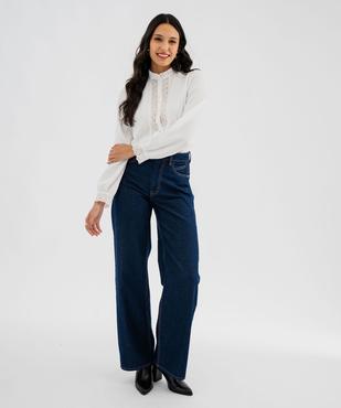 Chemise manches longues en maille texturée et dentelle femme vue4 - GEMO(FEMME PAP) - GEMO